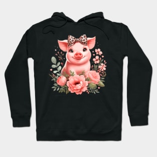 Pig With Leopard Headband Cute Pig Hoodie